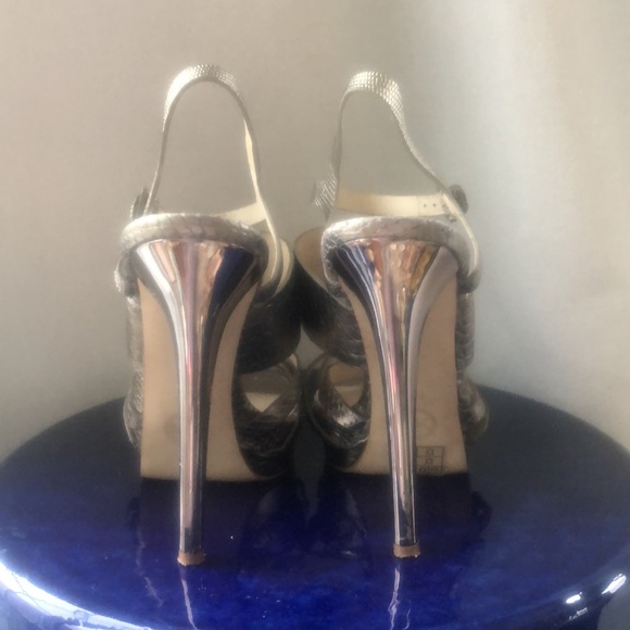 Michael kors NADJA leather embossed metallic platform high heel bronze pewter - Picture 8 of 16